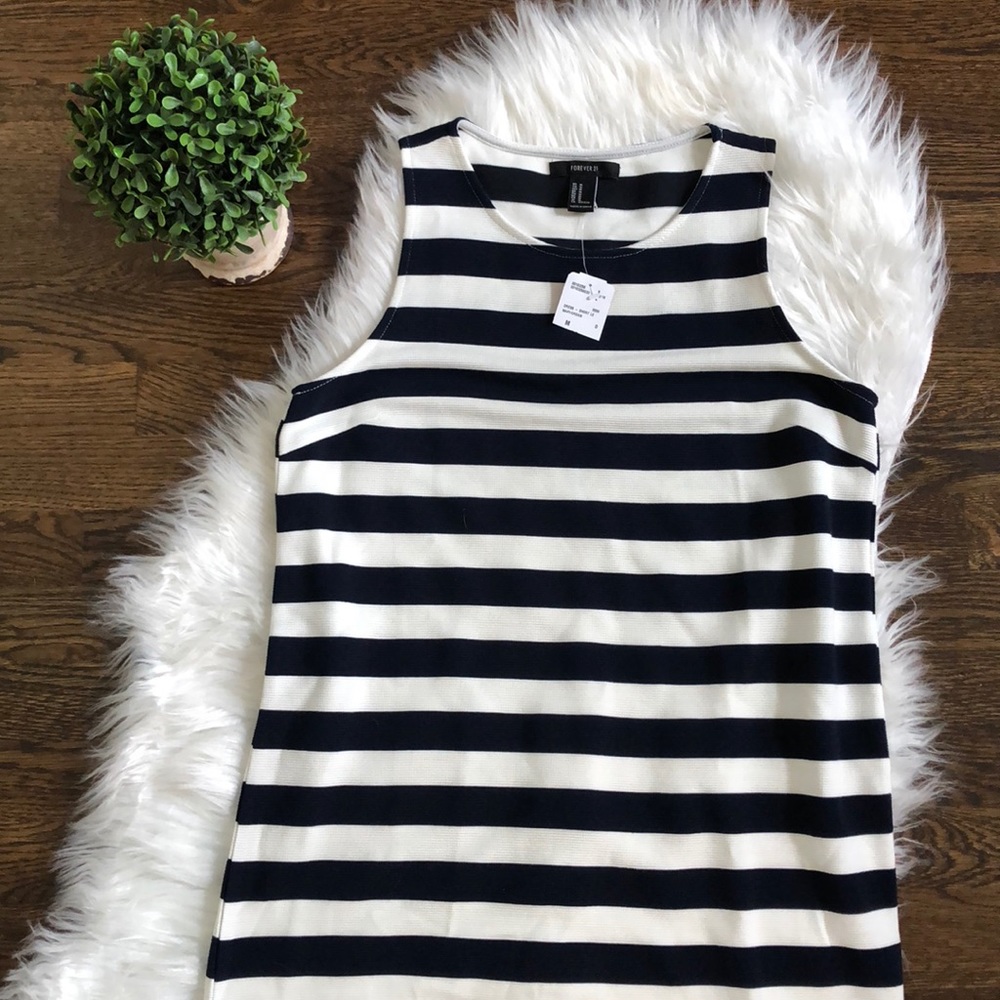 Navy & White Striped Dress